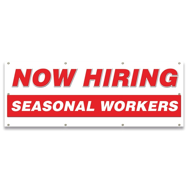 Now Hiring Seasonal Workers Banner Apply Inside Accepting Application Single Sided